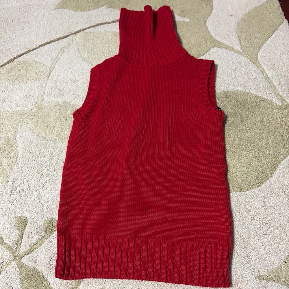 Axen B. Red Sleeveless Ribbed Turtleneck Sweater Top Size Small